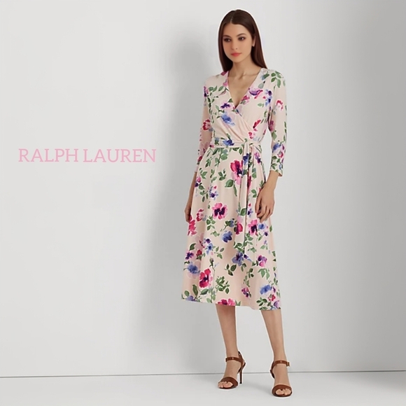 Lauren Ralph Lauren Dresses & Skirts - Feminine Ralph Lauren Floral Wrap Midi Dress